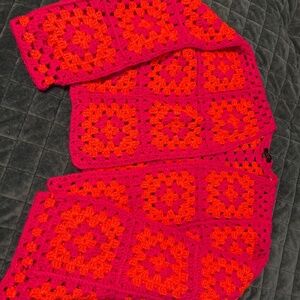 Hot pink Orange Crochet cardigan S/M
